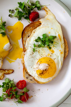 Breakfast With Toast And Fried Eggs