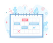 A calendar with tasks on the project. Planning schedule. Time management concept. Flat vector illustration.