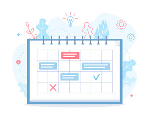 Wall Mural - a calendar with tasks on the project. planning schedule. time management concept. flat vector illust