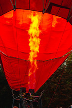 Filling The Balloon Dome With Hot Air From A Gas Burner
