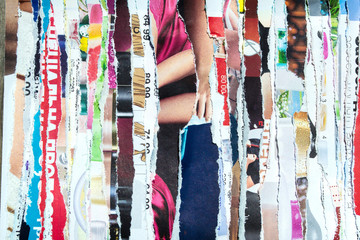torn pages of a fashion magazine. abstract background.