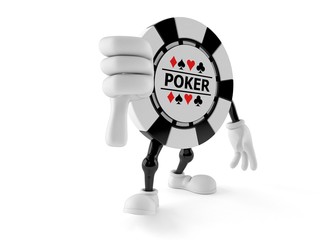 Poster - Gambling chip character with thumbs down gesture