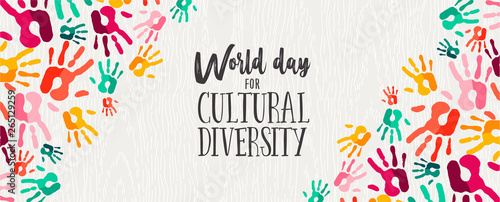 Fotomural Cultural Diversity Day banner of color human hands