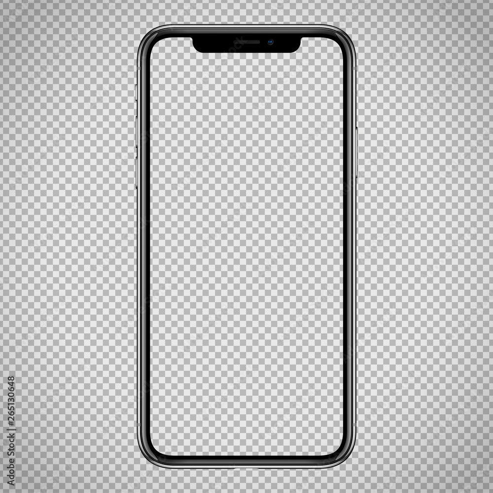 new vector Smartphone template for web interface, app demo mockup. No frames and blank screen on transparent backround - obrazy, fototapety, plakaty 