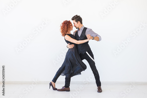 фотографія  Social dance, kizomba, tango, salsa, people concept - beautiful couple dancing b