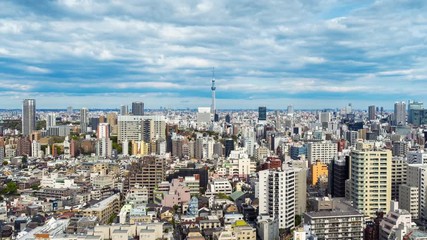 Fototapete - Time lapse of Tokyo cityscape in Japan. Zoom out.