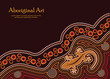 Aboriginal art vector Banner with text. Illustration based on aboriginal style of dot background.