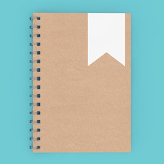 Fototapete - Mockup Brown Spiral Notepad. 3d Rendering