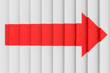Fototapete - Top View of Red Arrow on Step Stairs Up. 3d Rendering