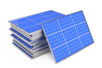 Stack of Photovoltaic Solar Panels. 3d Rendering