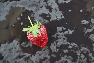 Close up of fresh natural strawberry fruit