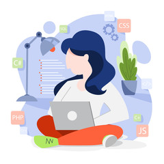 programming concept. idea of working on the computer