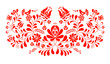Vector hungarian folk decoration with flowers and birds on white.