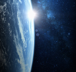 Wall Mural - earth planet from space on a star field