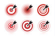 © artyway - Arrow hit target vector icons set. flat winner symbol template. Modern emblem idea. Concept design for business. Isolated vector illustration on white background.