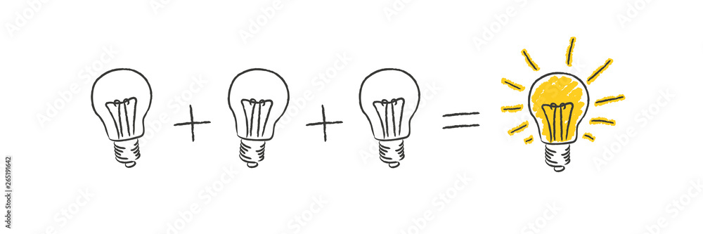 Glühbirne Konzept Teamwork - Nachdenken Idee Innovation - obrazy, fototapety, plakaty 