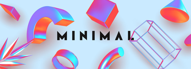 Objects 3d shape vector minimal poster.