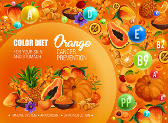 Wall Mural - Orange color food diet, cancer prevention