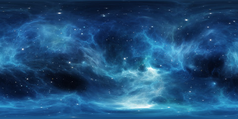 Wall Mural - 360 degree stellar system and gas nebula. Panorama, environment 360 HDRI map. Equirectangular projection, spherical panorama