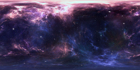 Wall Mural - 360 degree space nebula panorama, equirectangular projection, environment map. HDRI spherical panorama. Space background with nebula and stars