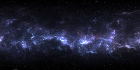 Wall Mural - 360 degree space background with nebula and stars, equirectangular projection, environment map. hdri