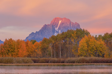 Poster - Scenic Autumn Sunrise Landscape in the Tetons