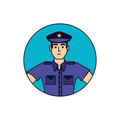 Wall Mural - police officer in frame circular