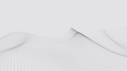Fototapete - A wave of particles. Futuristic dot wave on white background. Dynamic wave. Wave 3d