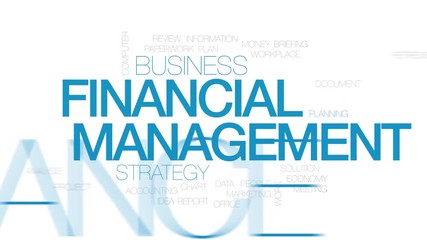 Poster - Financial management animated word cloud. Kinetic typography.