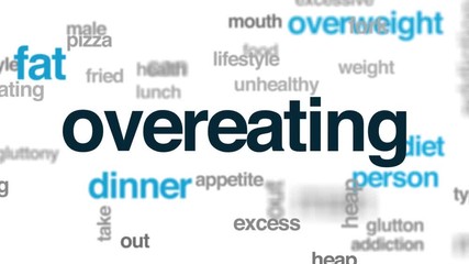 Poster - Overeating animated word cloud. Kinetic typography.