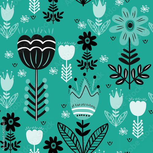 Cotton fabric Scandinavian folk ethno surface seamless pattern