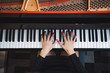 © LUCIA VARGAS/ADDICTIVE STOCK - Top view of anonymous woman musician playing on piano in room