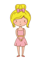 Wall Mural - Cute girl cartoon stylish outfit dress isolated