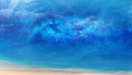 Wall Mural - abstract artistic colorful nebula galaxy with lots of stars