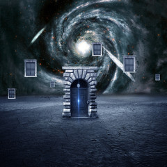 Wall Mural - colorful 3d rendering electrifying gates that leads to another dimension