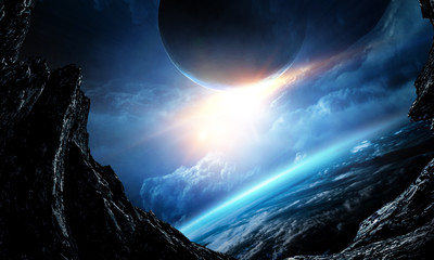 deep space beauty. planet orbit.