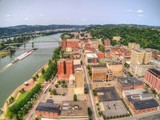 Fototapeta Do pokoju - Aerial View of Downtown Wheeling, West Virginia on the Ohio River