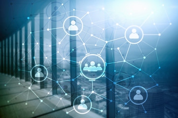 people relation and organization structure. social media. business and communication technology conc