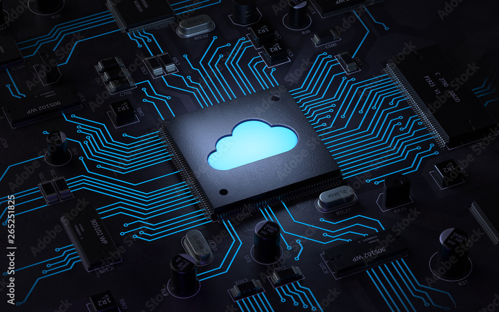 Cloud computing and network security concept, 3d rendering,conceptual ...