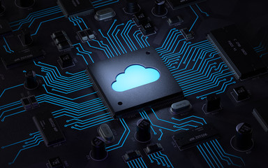 Wall Mural - Cloud computing and network security concept, 3d rendering,conceptual image.