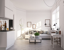 Scandinavian Style Living Room Design.