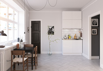 Wall Mural - scandinavian style kitchen design.