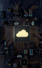 Wall Mural - Cloud computing and network security concept, 3d rendering,conceptual image.