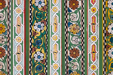 Colorful decorative tiles in Bahia Palace in Marrakesh, Morocco