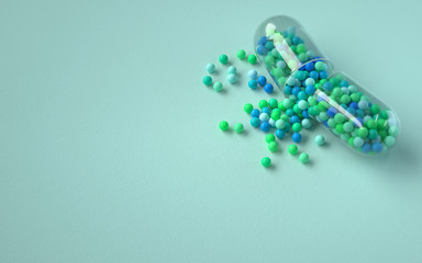 Wall Mural - opened colorful pill capsule, 3d rendering,conceptual image.