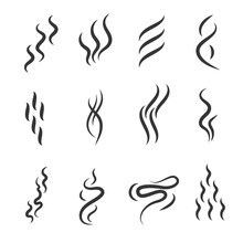 Smell Signs Black Thin Line Icon Set. Vector