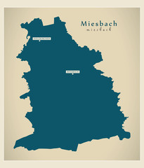 Modern Map - Miesbach county of Bavaria DE