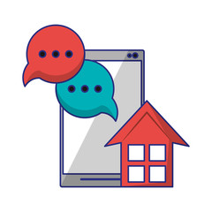 Wall Mural - cellphone house and speech bubble