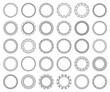 Large set of round frames. Border made of lines. Geometric ornaments. Circle shapes. Designer templates for invitations and holiday cards.