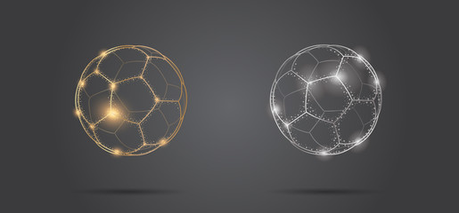 Wall Mural - Soccer ball stylized in transparent glowing sphere